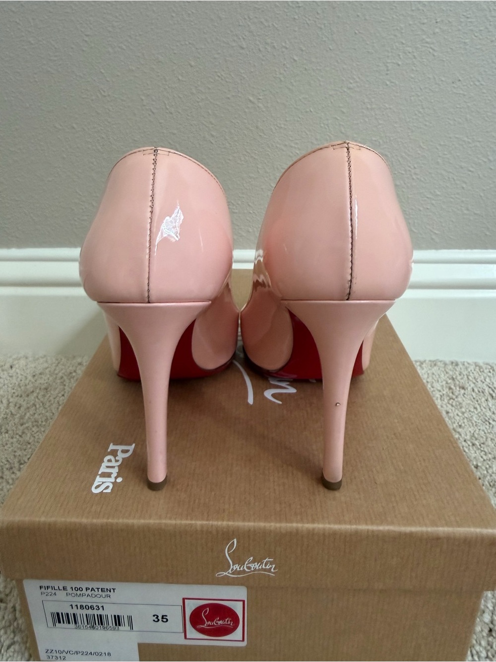 Christian Louboutin Pink Patent Leather Round-Toe Pumps - Picture 2 of 9